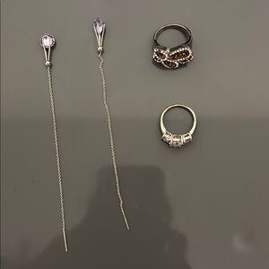 Elegant Silver and Purple Drop Earrings